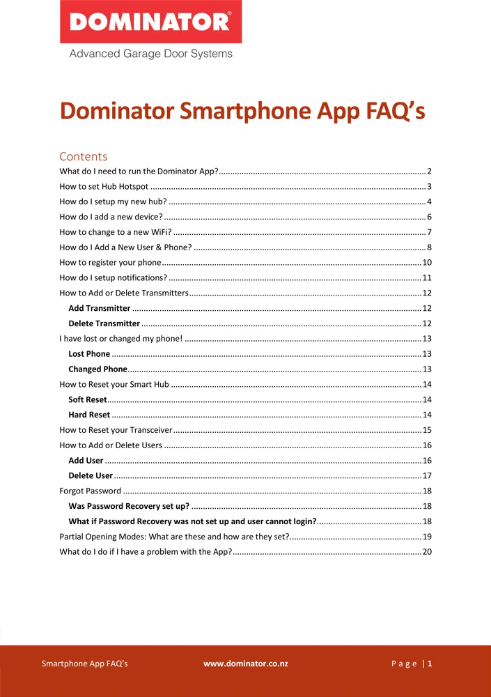 Dominator Smartphone App FAQ’s